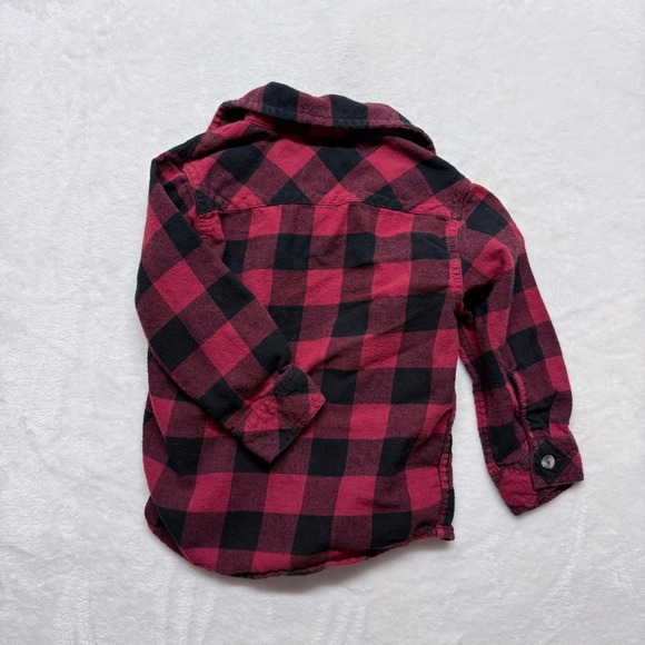 Carhartt Kids Red Black Buffalo Plaid Long Sleeve Button Up Shirt Size 4 - Picture 6 of 6